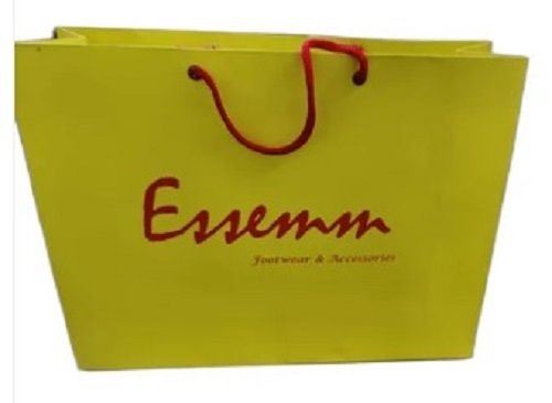 Yellow Multipurpose Paper Carry Bag - Tear Resistant, Spacious Sizes Available | Moisture Proof, Easy to Carry with Rope Handles