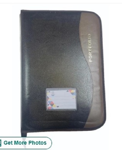Black And Gray PU Leather File Folder - PU Leather, Spacious Design, Black Color | Easy to Carry, Ideal for Long-Term Document Storage