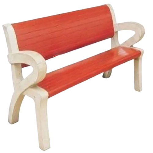 Concrete Park Benches - Rectangular, 3 Seater with Backrest and Armrest, Red Color | Eco-Friendly, Water Resistant