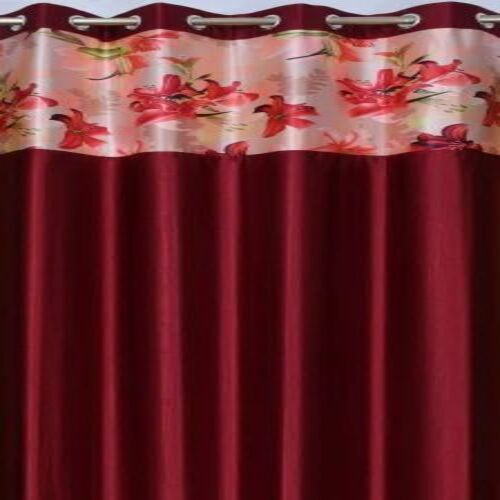 Digital Printed Patches Curtain - Polyester, Customized Size, Brown Color, Plain Pattern | Ideal for Home Decoration, Good Grade Quality