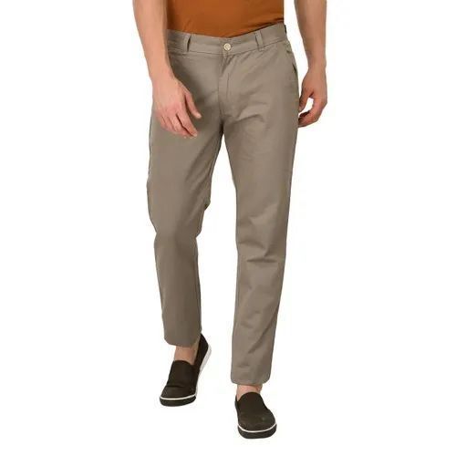 Grey Color Men Casual Cotton Trouser