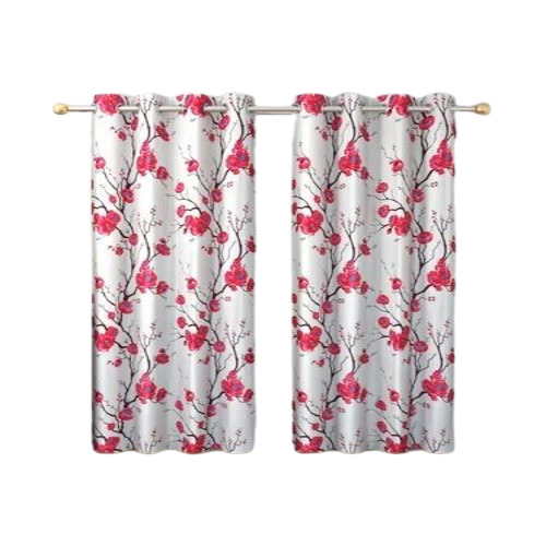 LC Gulab Curtain - Polyester Fabric Custom Size White & Golden Plaid Heat-Insulation | Premium Quality Printed Design for Home Use