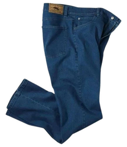 Mens Denim Stretch Jeans - Comfort Fit, All Sizes, Plain Blue, Machine Washable | No Fade, Breathable, Quick Dry, Anti-Wrinkle