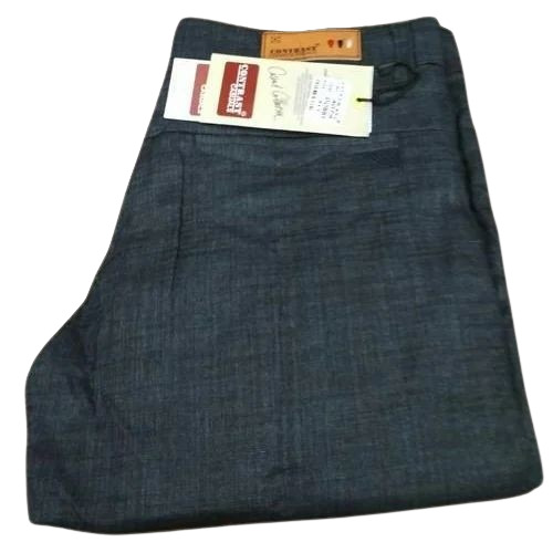 Mens Full Length Cotton Pant - Cotton Material, All Sizes , Blue Color, Plain Pattern | Anti-Wrinkle, Breathable, Quick Dry, Washable, No Fade
