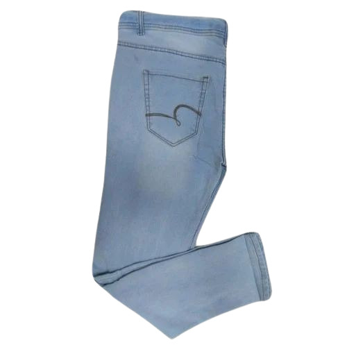 Mens Narrow Stretchable Jeans - Denim Fabric, All Size, Blue Color, Plain Pattern | Anti Wrinkle, Breathable, Quick Dry, Washable Features