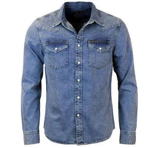 Premium Design Mens Blue Denim Shirt