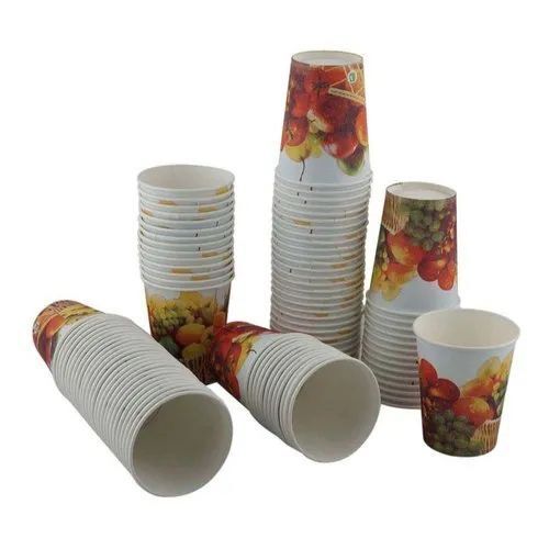 Printed Paper Juice Glass - 85 Ml, Eco-Friendly, Leak-Proof, Disposable, Food-Grade, Biodegradable, Durable, Light Weight, 50 Piece Packet