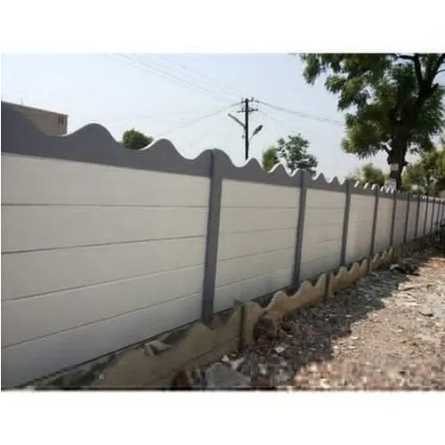 RCC Readymade Compound Wall - 6 Feet Height, 3.8 Inch Thickness, White & Gray Color Coated Finish | Easy Assembled, Precasted for Farm House & Work Site