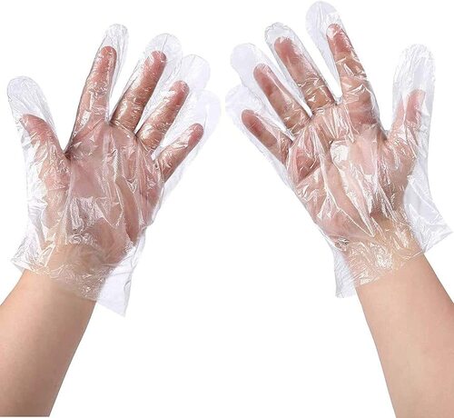 Transparent Gloves - Poly Material, Full Fingered Size: All, Transparent Color | Lightweight, Disposable, Non-Latex, Hygienic, Unisex Design