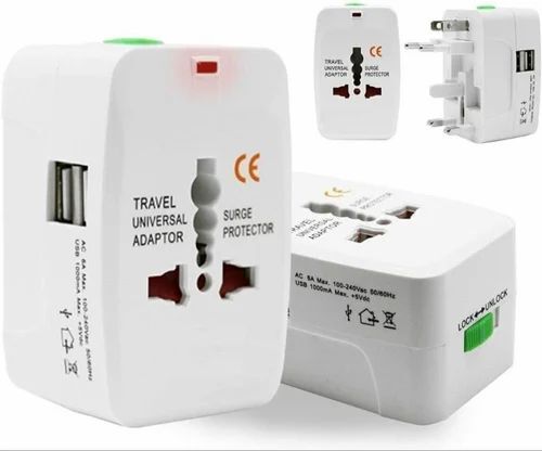 Universal Travel Adapter - PVC Plastic | Compact and Lightweight, Compatible with Multiple Outlets, Supports Various Plug Types, Built-in Safety Features