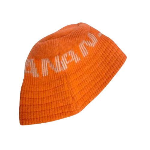 Winter Beanie Caps - Wool Material, Free Size, Orange Color | Unisex Regular Fit, Standard Design, Printed Pattern for Casual Wear
