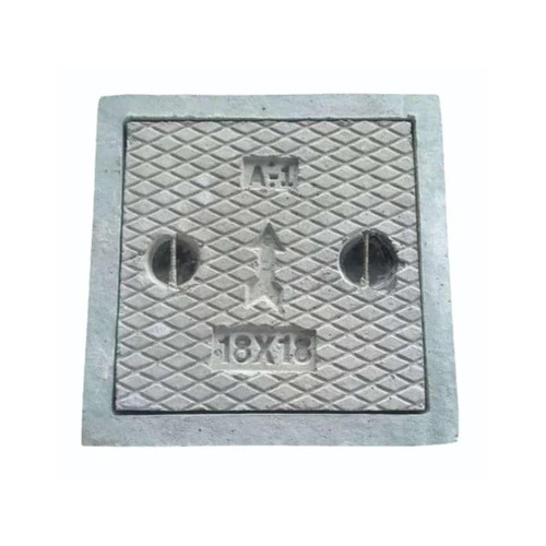 18X18 SFRC Manhole Cover - Concrete Material, 18x18 Inch Size, Gray Color, 1.50" Thickness , Light Duty Load Capacity, Square Frame, Drainage Application