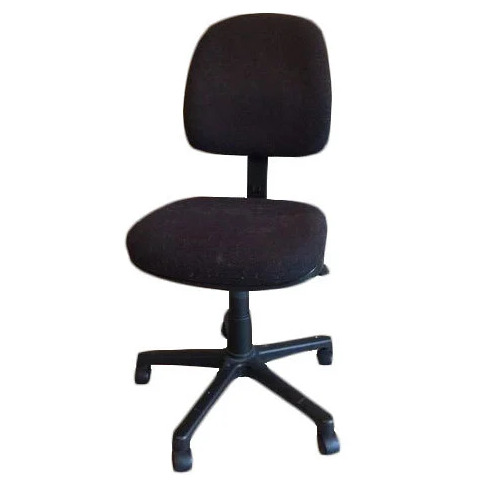 Armless Office Chair - Microfiber Material, 5 Wheels, Black Color | Modern Design, Easy to Clean, Durable, Non-Foldable