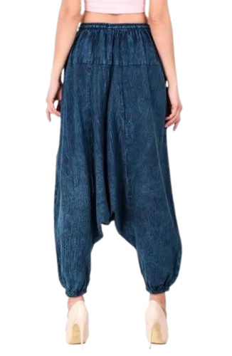 Denim Harem Pants - All Sizes, Blue Plain Design | Breathable, Quick Dry, Anti Wrinkle, No Fade, Washable