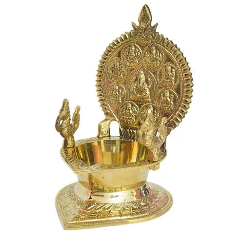 Brass Ashtalakshmi Diya - Color: Golden