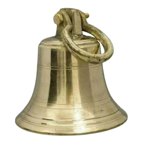 Brass Pooja Bell - Durable Golden Brass Design | Excellent Finishing for Temples, Indian Religious Theme 
