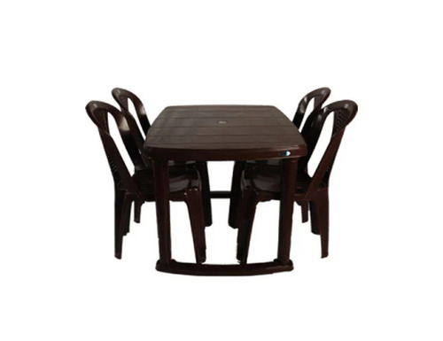 Brown Plastic Dining Table And Chair Set