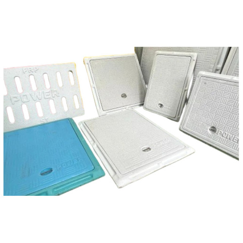 FRP Manhole Cover - Anti Corrosive Gray Square Design | 2.5 - 40 Load Capacity, Suitable for Drainage