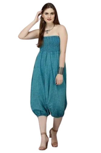 Jumpsuit Harem Pants - Cotton Fabric, All Sizes, Sea Blue Color | Breathable, Quick Dry, Anti Wrinkle, Washable for Casual Wear