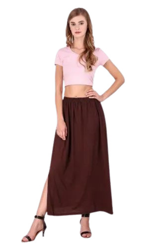 Ladies Long Brown Casual Skirt - Cotton Fabric All Sizes Available | Plain Design for Summer Wear