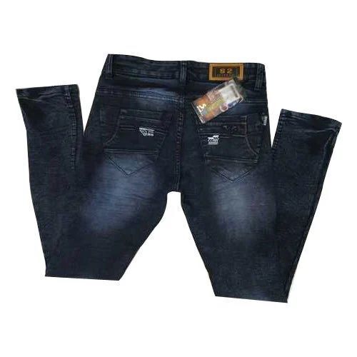 Premium Mens Faded Denim Jeans - Dark Blue Denim, Slim Fit | Stretch Comfort, Soft Texture, Flexible Movement, Durable Knit