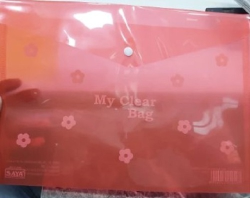 My Clear Bag Double Pocket Folder - Plastic Material, Ideal for Document Carrying, Easy to Clean, Committed Delivery Time