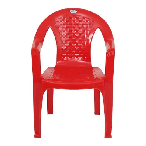 Portable Outdoor Plastic Chair - 4 Legs, Red | Easy to Use, Durable, Easy to Clean