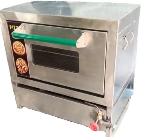 Pizza Oven - Stainless Steel, Small/Mini Size | Gas Operated, Silver Finish, Semi-Automatic Design