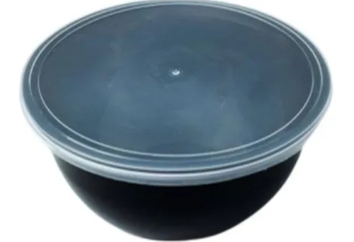 Plastic Food Packaging Container - 650ml Capacity, Disposable Plain Design in Black Color