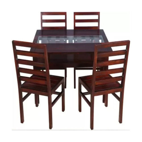 Polished 4 Seater Wooden Dining Table Set