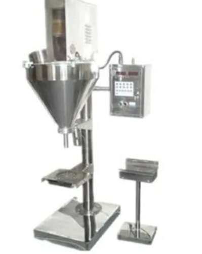 Powder Filling Machine - Single Head, Manual Automation, Polished Stainless Steel , Portable Design in Silver