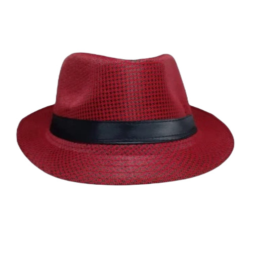 Summer Beach Plain Hat - Premium Quality Polyester, Free Size, Unisex Red Summer Hat | Standard Design, Knitted Pattern, Casual Wear