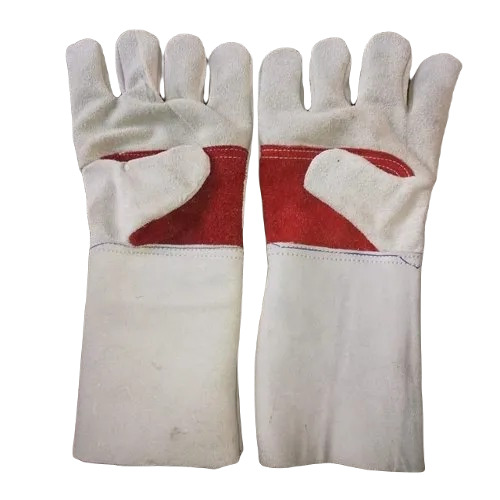 White Welding Gloves - Leather, Full Finger, White Color | Breathable, Flexible, Quick Dry, Washable, Machine Made for Adult Use