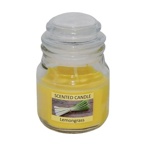 Aroma Jar Candle - Paraffin Wax 20 Hours Burning Time Yellow Color | Elegant Design Reusable Jar Eco-Friendly Smokeless Flame Hand-Poured Clean Burn Decor Piece