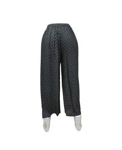 Black Palazzo Pants - Cotton Printed, Slim Fit Ankle Length | Anti-Wrinkle, Washable, Breathable, Quick Dry, Elastic Band Closure, All Season Wear