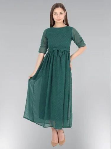 Chiffon Bottle Green Dress