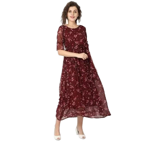 Chiffon Fit And Flare Puss Sleeve Maxi Dress at 400.00 INR in Delhi