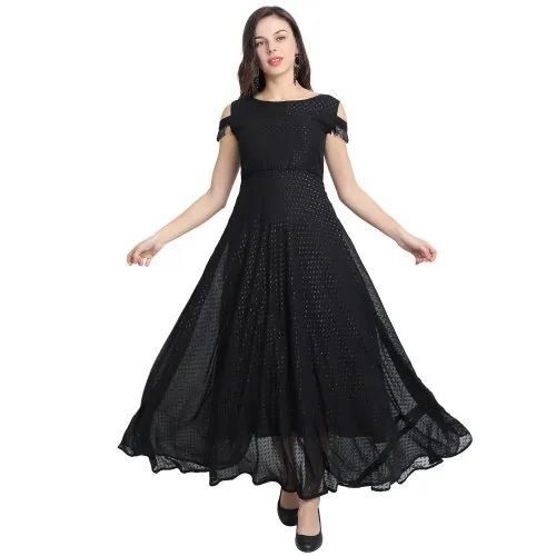 Embellished Boat Neck Cold Shoulder Maxi Dress