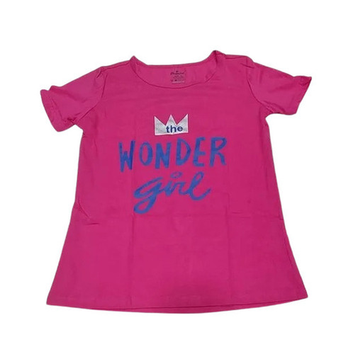 Girls Casual T-Shirts - Cotton Customized Size Pink Color O-Neck Short Sleeves | Breathable Skin-Friendly Lightweight Machine Washable Fade Wrinkle Shrink Resistant