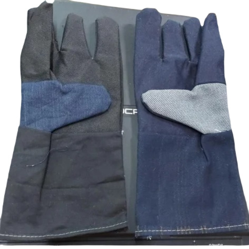 Jeans Fabric Gloves - Cotton Material, Full Finger Design, Blue Color | Breathable, Quick Dry, Flexible for Daily Life Safety