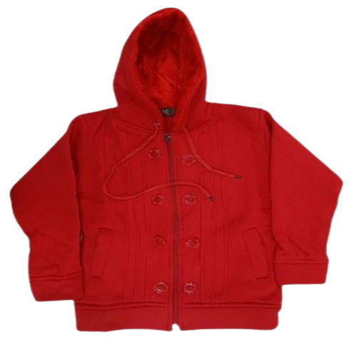 Kids Foma Red Hoodie - Foam Material, Medium Size, Unisex Design, Color: Red | Classic Collar, Quick Dry Feature, Ideal for Ages 6-8