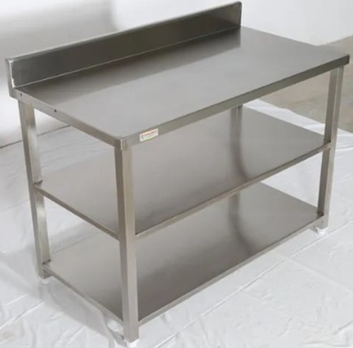 Kitchen Work Table - Stainless Steel 304, 48"x24"x24"+4", Polished Silver Finish | Customized Design with No Fold Feature