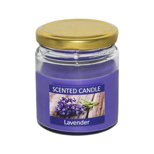 Lavender Glass Jar Candle - Paraffin Wax 20 Hours Burn Time Elegant Design | Eco-Friendly Reusable Jar Hand-Poured Smokeless Flame Decorative Piece