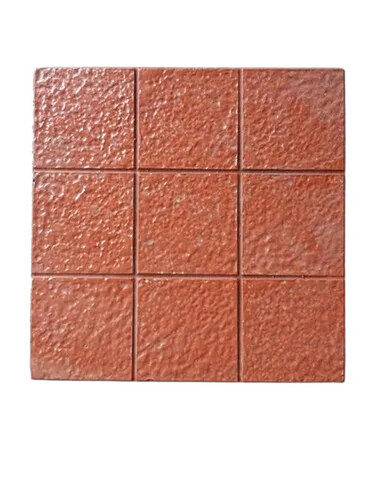 Outdoor Square Cement Tile - 1x1 Feet Size, Glossy Red Stone Effect with 25mm Thickness | Ideal for Interior Flooring Applications