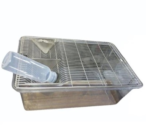 Polycarbonate Rat Cage - 43X29X16 cm, White Rectangular Design, Ideal for Laboratory Use