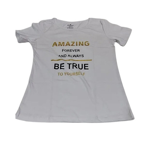 Printed Girls T-Shirt - Cotton, Customized Size, Gray Color | Breathable, Lightweight, Fade & Wrinkle Resistant, Casual Summer Wear