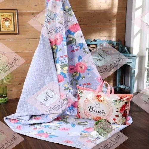 Flannel Quilt Blanket - Double Size, Multicolor Floral Print | Premium Quality for Bath and Home Use