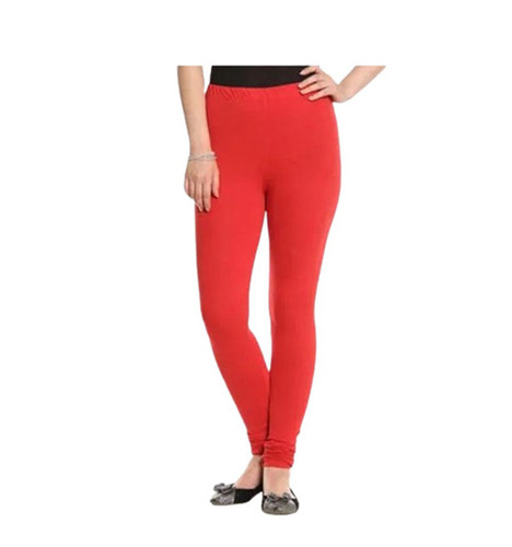 Red Legging - Cotton Lycra, Slim Fit, 4-Way Stretch, Mid Waist, Ankle Length | Anti-Wrinkle, Breathable, Quick Dry, Tear Resistant, Ideal for Daily Wear
