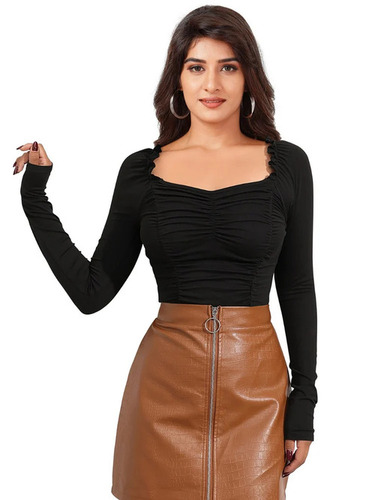 Regular Sleeves Women Top - 95% Polyester, 5% Spandex | Casual, Trendy Design, Stretchy Fabric, Full Sleeves, Available in All Colors, Sizes S-XL