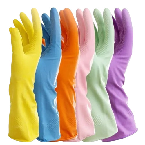 Rubber Household Hand Gloves - Premium Breathable Rubber, Quick Dry, Full Finger Style | Heavy-Duty Washable for Daily Life and Safety Use, Available in Orange, Blue, Green, Yellow